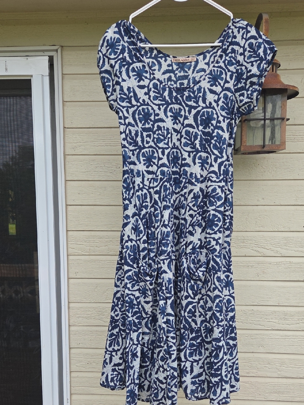 Dress Addict - Navy and White Floral Dress - Women
